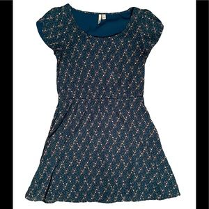 Frenchi Green Flowered Tulip Sleeve Dress